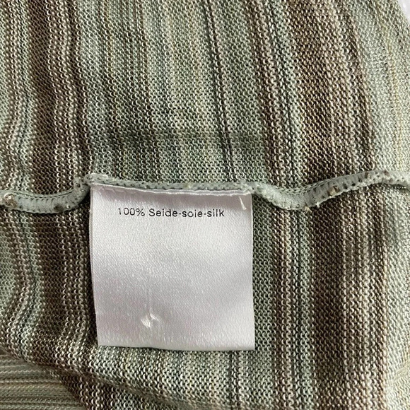 Akris Sweater Tank Top Blouse Shell Sleeveless Knit Stripe Green‎ Brown Size 14 - Picture 10 of 10